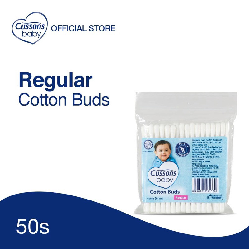Cussons Baby Cotton Buds Regular 50s / Merah Jingga Official - Gambar 2