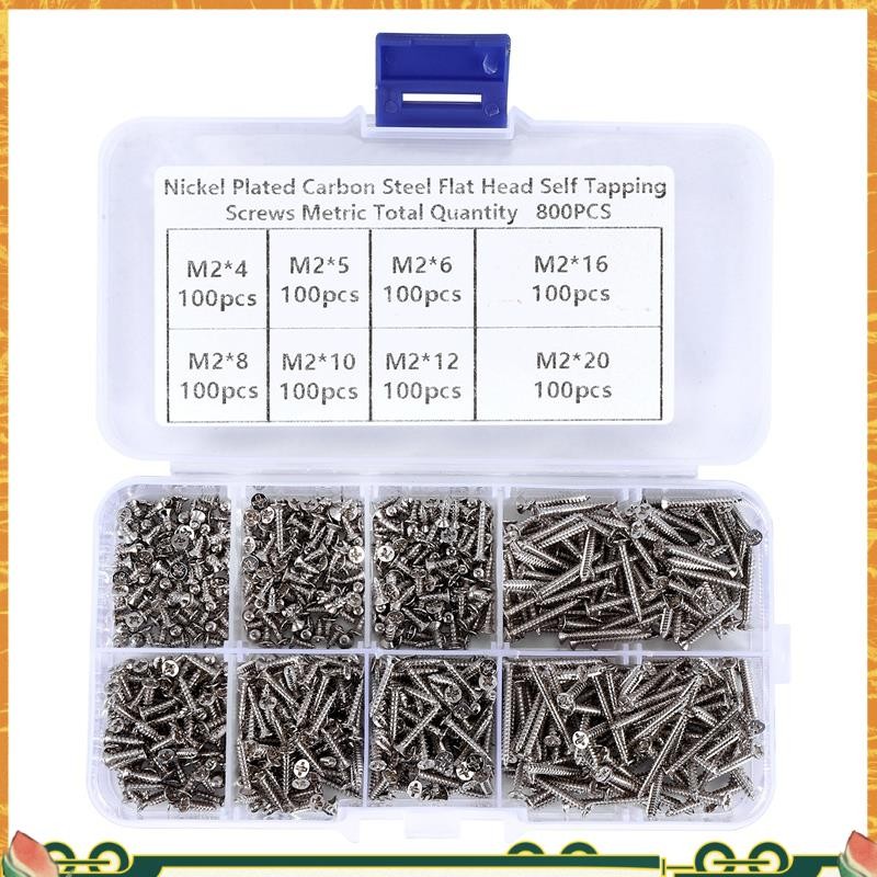 800Pcs Stainless Steel Self Tapping Screw Assortment Kit Lock Nut Wood ...