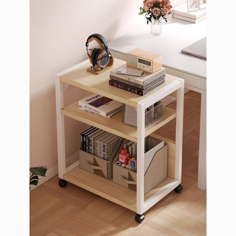 Small bookcase next to desk, removable shelf with wheels, household ...