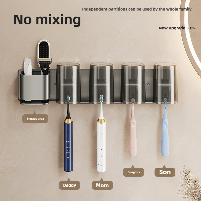 Punch Free Aluminum Toothbrush Holder Electric Toothbrush Holder With ...