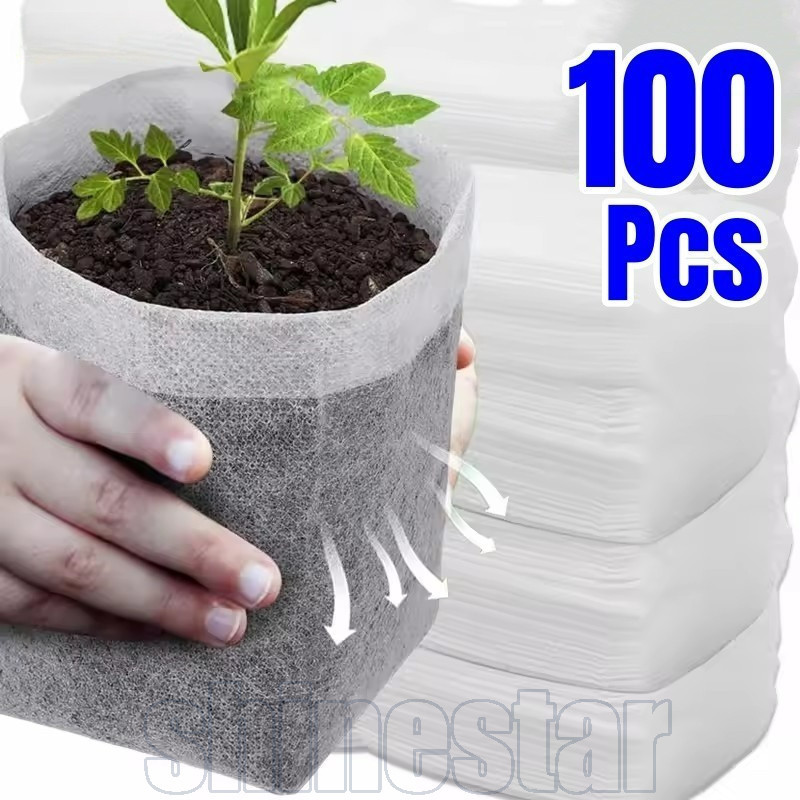 100Pcs Multiple Sizes Seed Nursery Bags - Breathable Plants Grow Bag ...