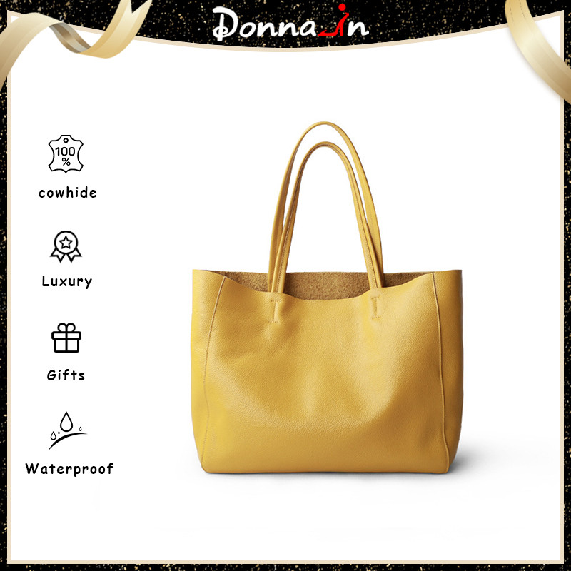 DONNAIN Women's Full Grain Leather Tote Handbag - Adjustable Shoulder Crossbody Bag - View #7