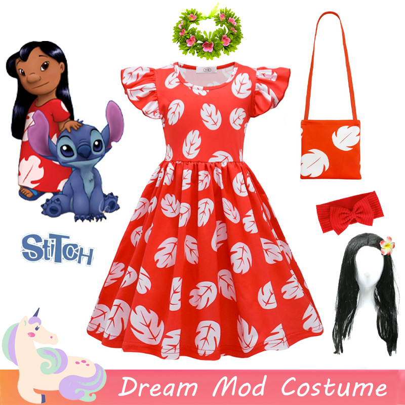 Lilo And Stitch Daily Outfits Princess Red Dress For Kids Girl Movie ...
