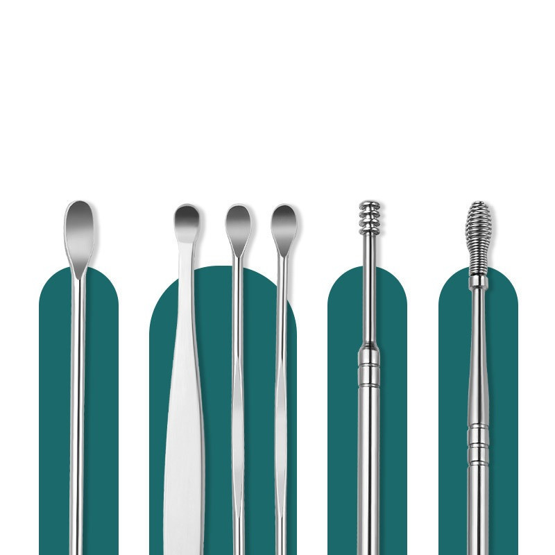 Popmaker Shop Set Alat Pembersih Telinga 6 Pcs Stainless Steel - Gambar 4