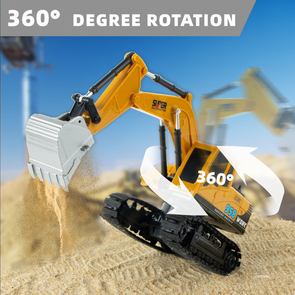 RC Excavator Toy Remote Control Construction Truck for Kids Simulation ...