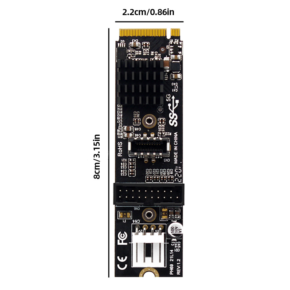 M.2 Key PCIe To USB 3.1 Adapter Expansion Card 5Gb M.2 Key NVME PCIe ...