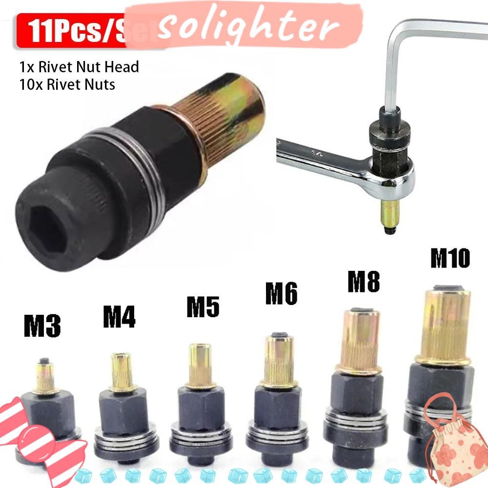 SOLIGHTER 11Pcs/Set Hand Rivet Nut, For Rivet Nut Torch M3 M4 M5 M6 M8 ...