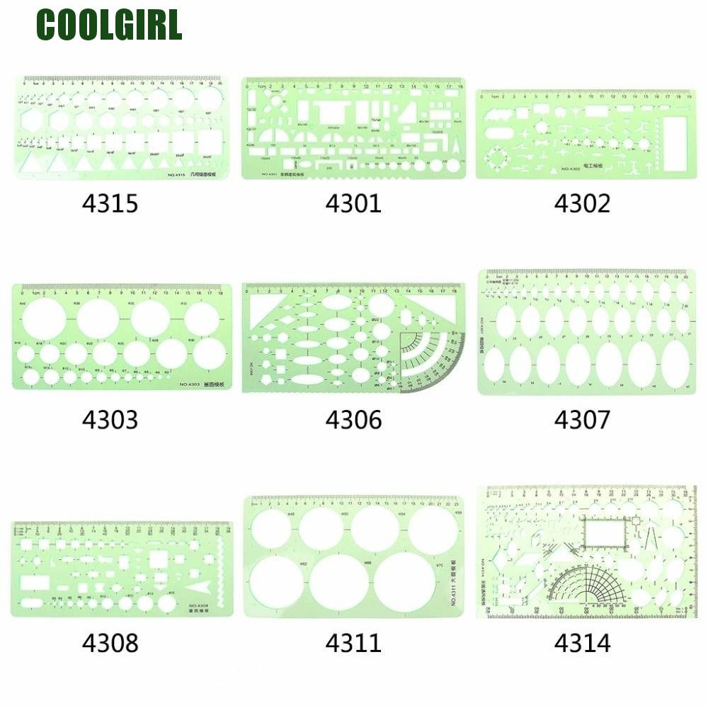 COOLGIRL Template Ruler Students Stationery Multi Shaped Circles ...