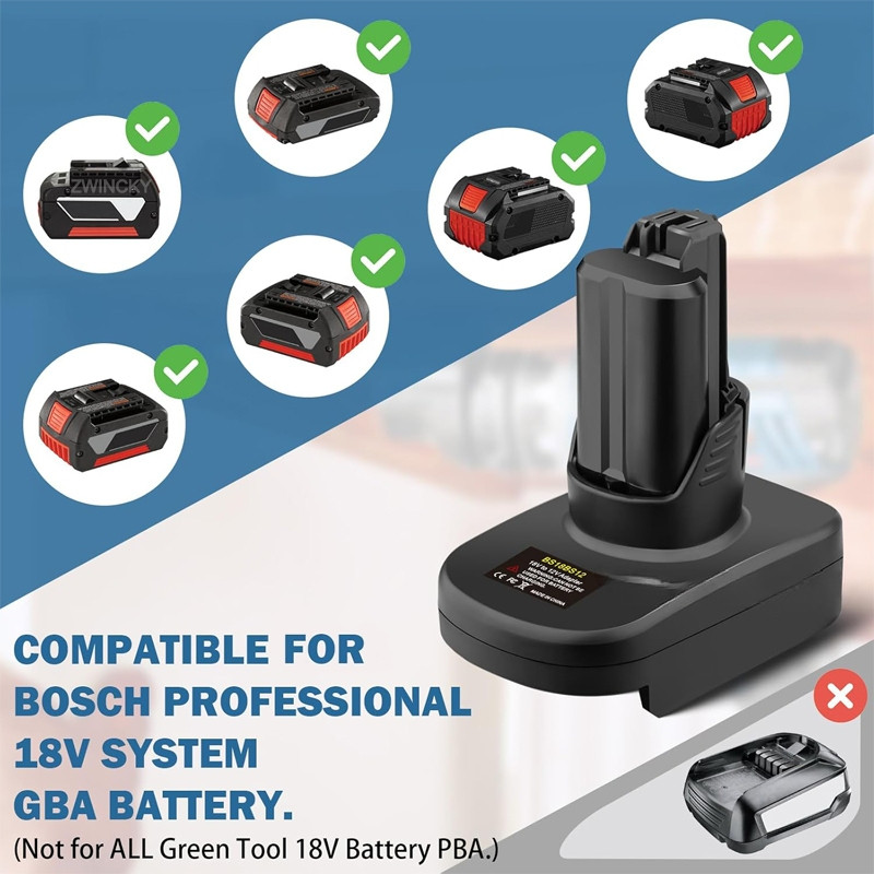 Battery Adapter For Bosch/Makita/Milwaukee/DEWALT18/20V Li-ion Battery, Converts To For Bosch 12V Power Tools Battery Converter - 1420