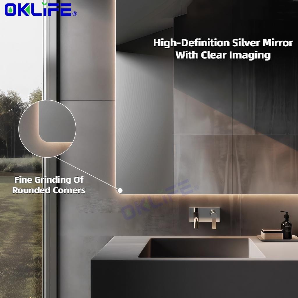 LED makeup mirror Smart bathroom mirror wall mounted toilet mirror Wall Mirror alternate view