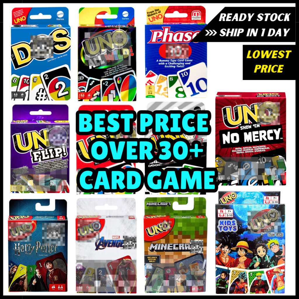 Mattel Uno No Mercy + Flip + Phase 10 – 3 Kartenspiele Im Kombi-Pack Für Verrückte Spieleabende