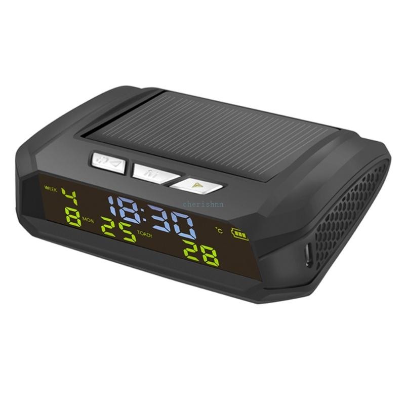 CH* Car Electronic Clock Solar Powered Digital Clock with Week Calendar ...