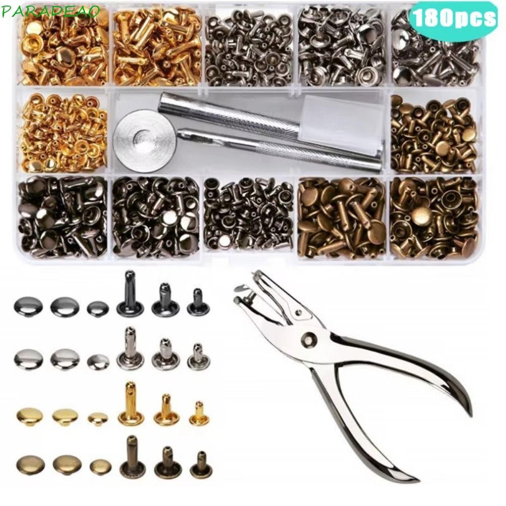 PARADEAO Round Rivet Assortment Kit, Metal Studs 6mm/8mm/12mm Snap ...