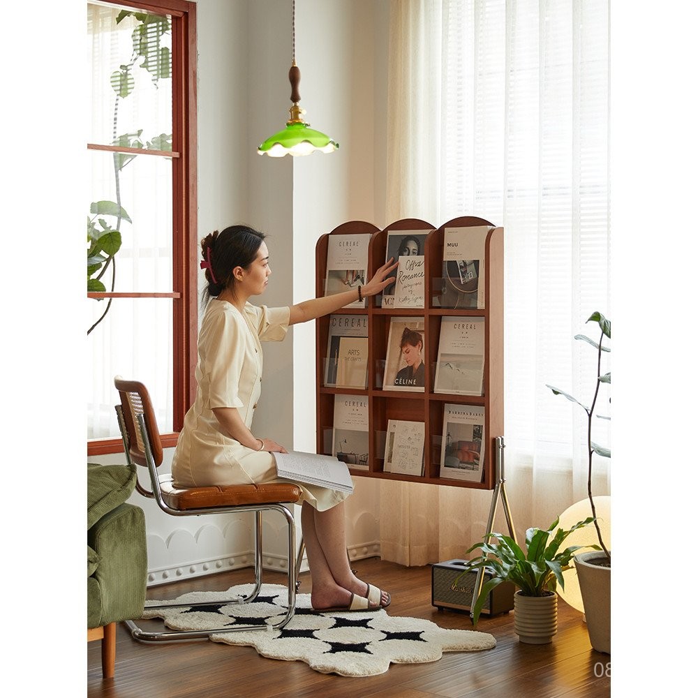 Vintage Solid Wood Magazine Rack Small Apartment Living Room Balcony ...