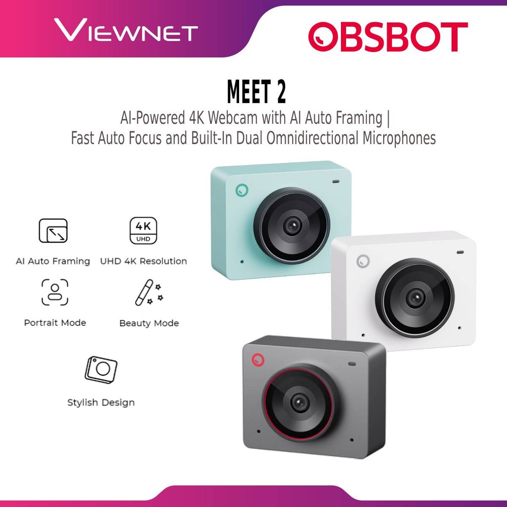 OBSBOT MEET 2 AI-POWERED 4K WEBCAM WITH AI AUTO FRAMING, FAST AUTO ...