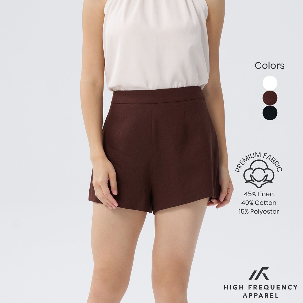 HFA Women's Linen High Waisted Shorts Back Zipper Shopee Singapore
