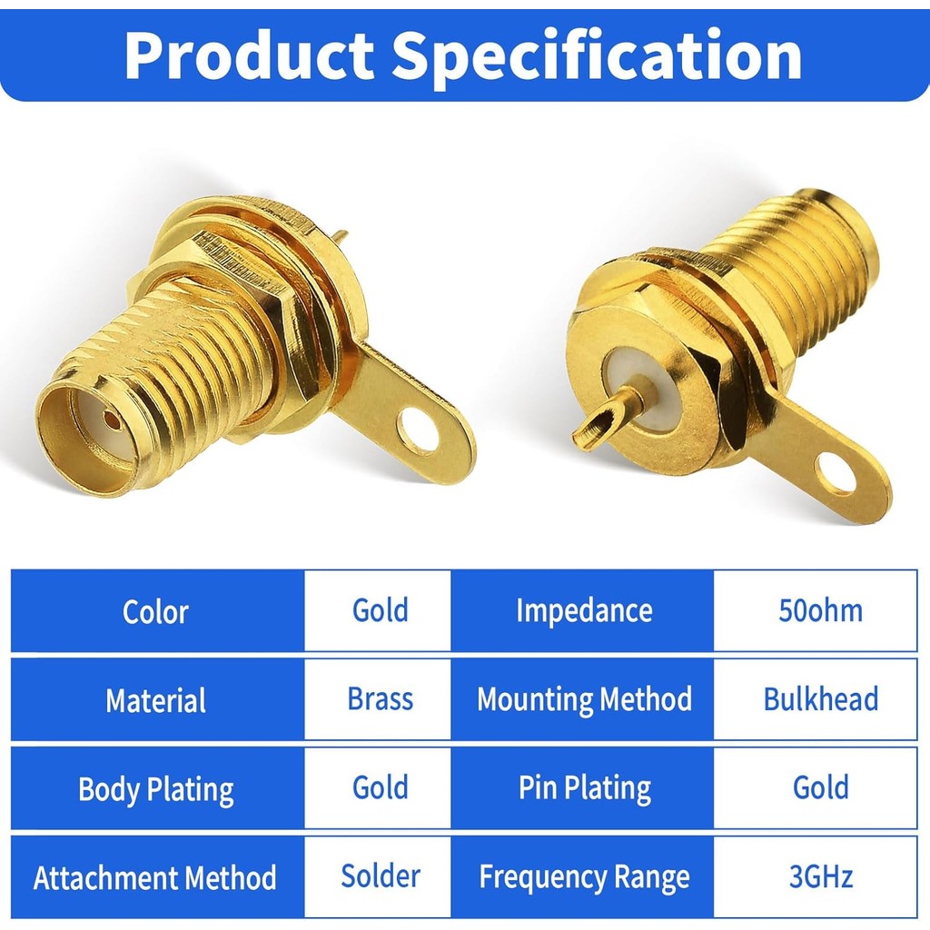 5pcs SMA Female Connector SMA Coaxial Panel Mount Connector with ...