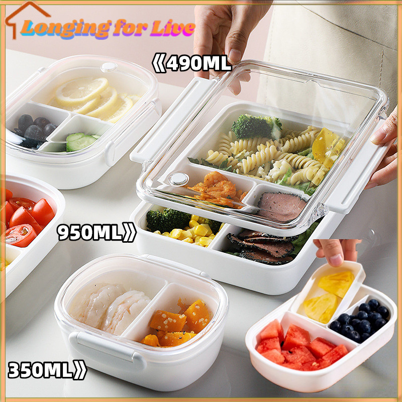 Divided Lunch Box Leakproof Microwave Safe Lunch Bento Box With Lid 2/3 ...