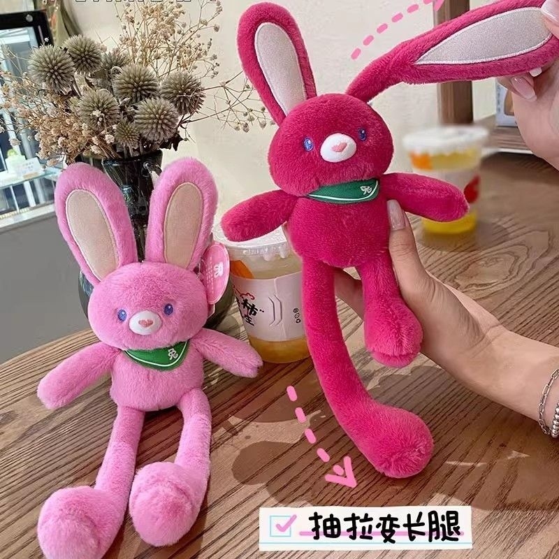 Pull-Eared Rabbit Pull-Out Rabbit Keychain Plush Doll Doll School Bag ...