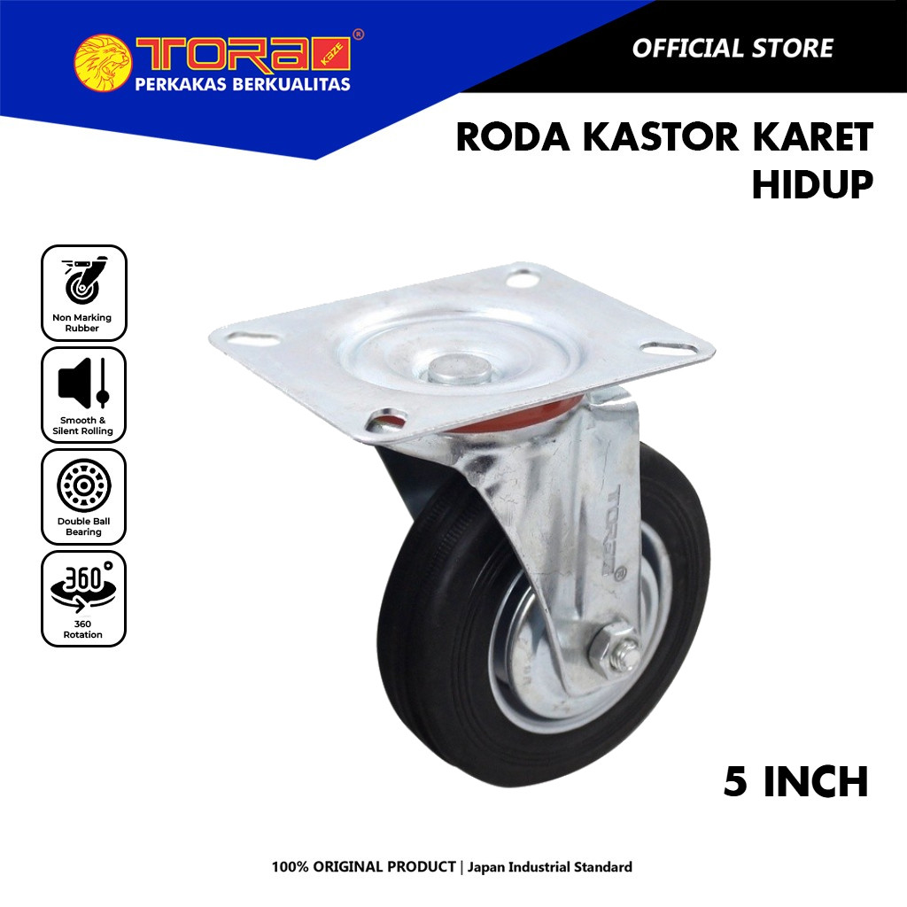 TORA 5 Inch Rubber Caster Wheels - Caster Wheels Trolley Furniture ...