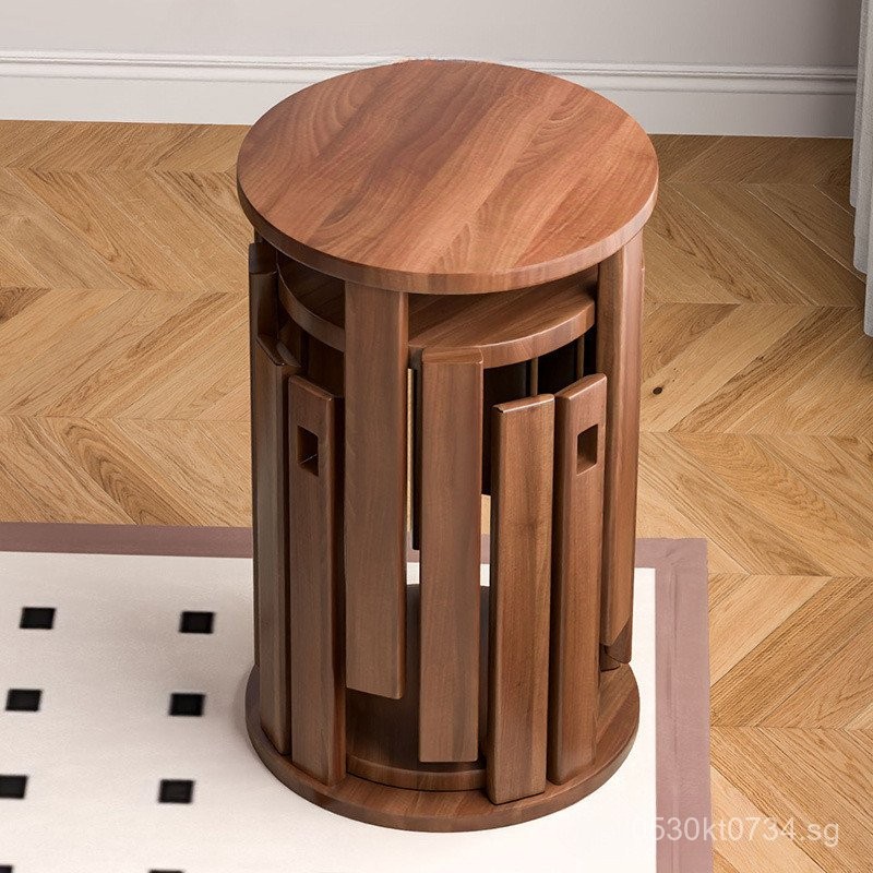 Dining Table Solid Wood Stackable Combination Stool Living Room Round ...