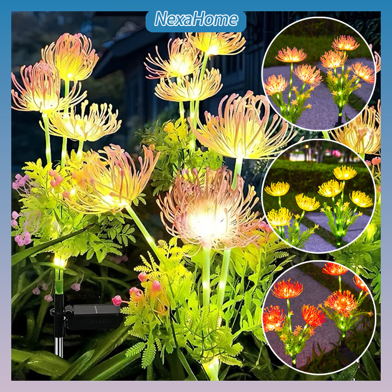 LED Solar Flower Light 3 Head Flower Lights Outdoor Waterproof Garden ...