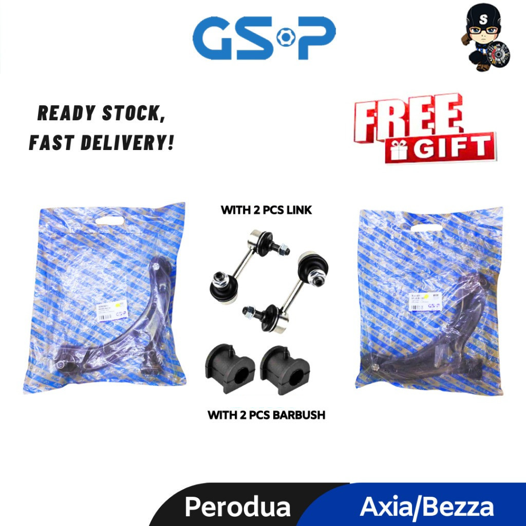GSP LOWER ARM PERODUA AXIA BEZZA LEFT & RIGHT With Bar Bush & Stablizer ...