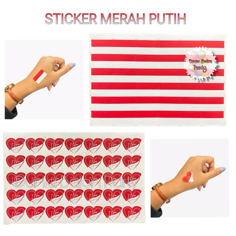 MERAH Red and White Cheek Stickers Indonesian Independence Day Flag ...