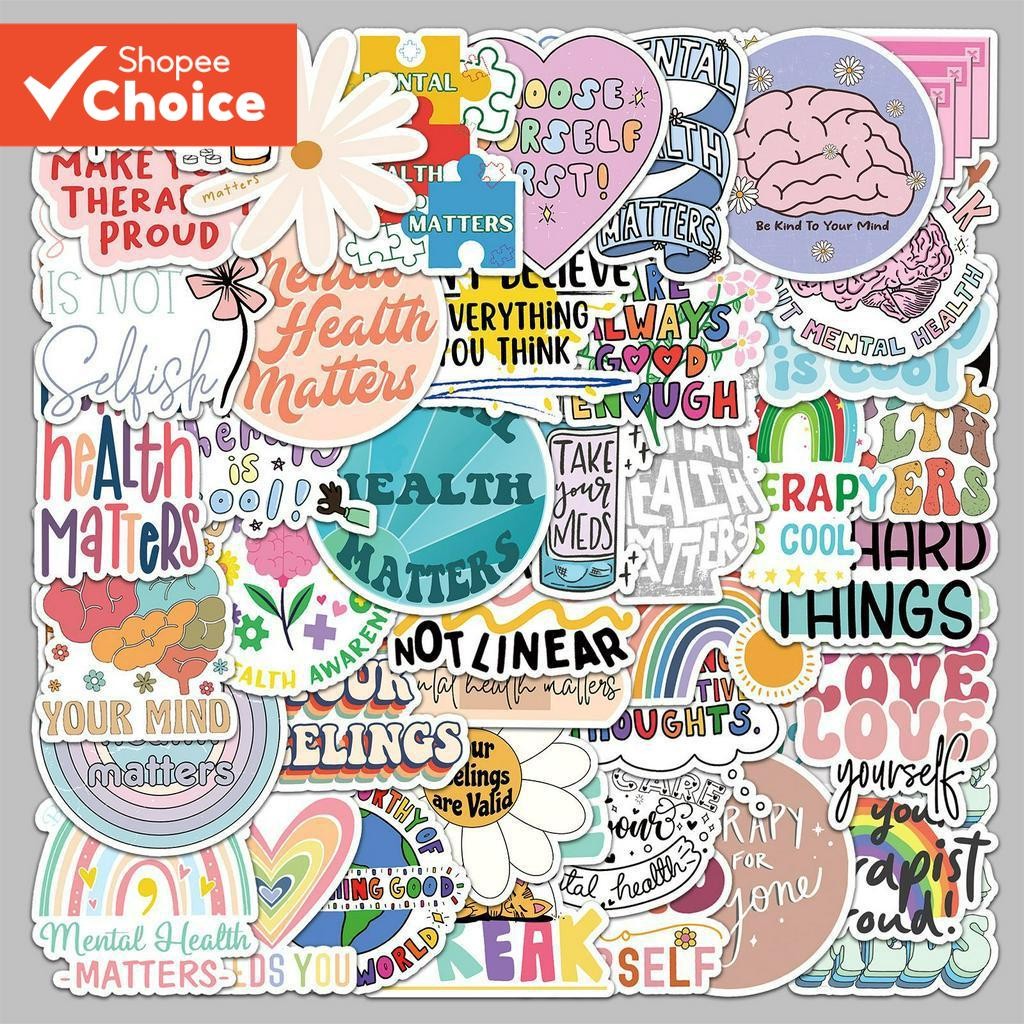 50PCS Mental Health Motivation Stickers - Waterproof Vinyl Decals for ...