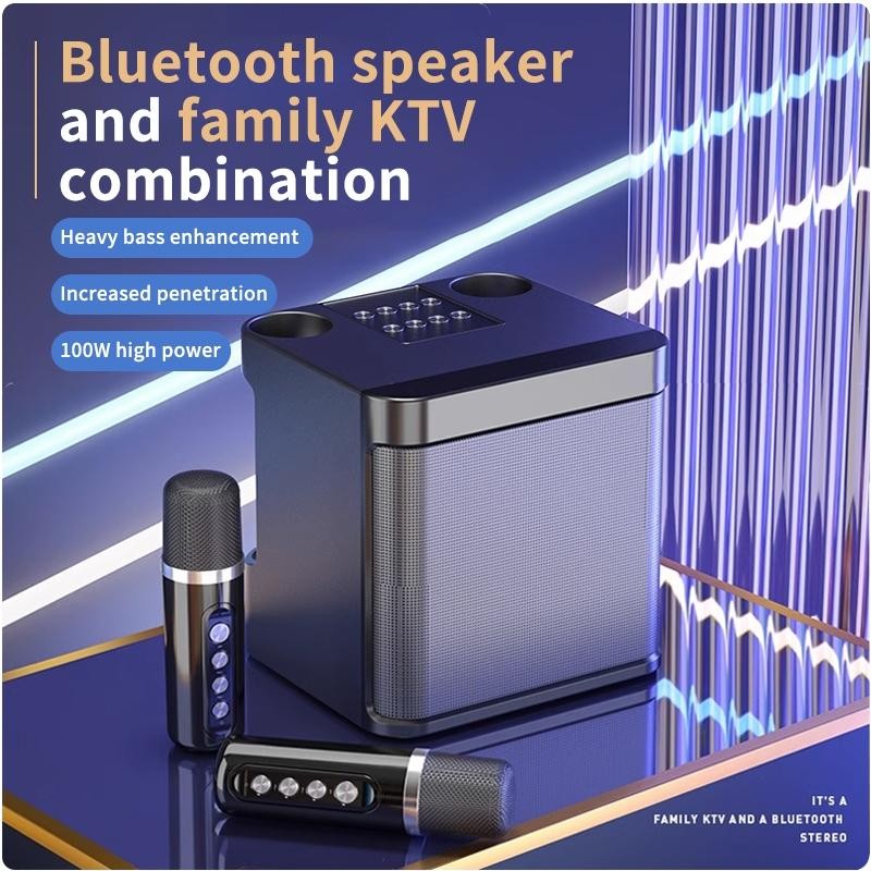 Bluetooth Speaker with mic Wireless Bluetooth Dual Microphone Karaoke ...