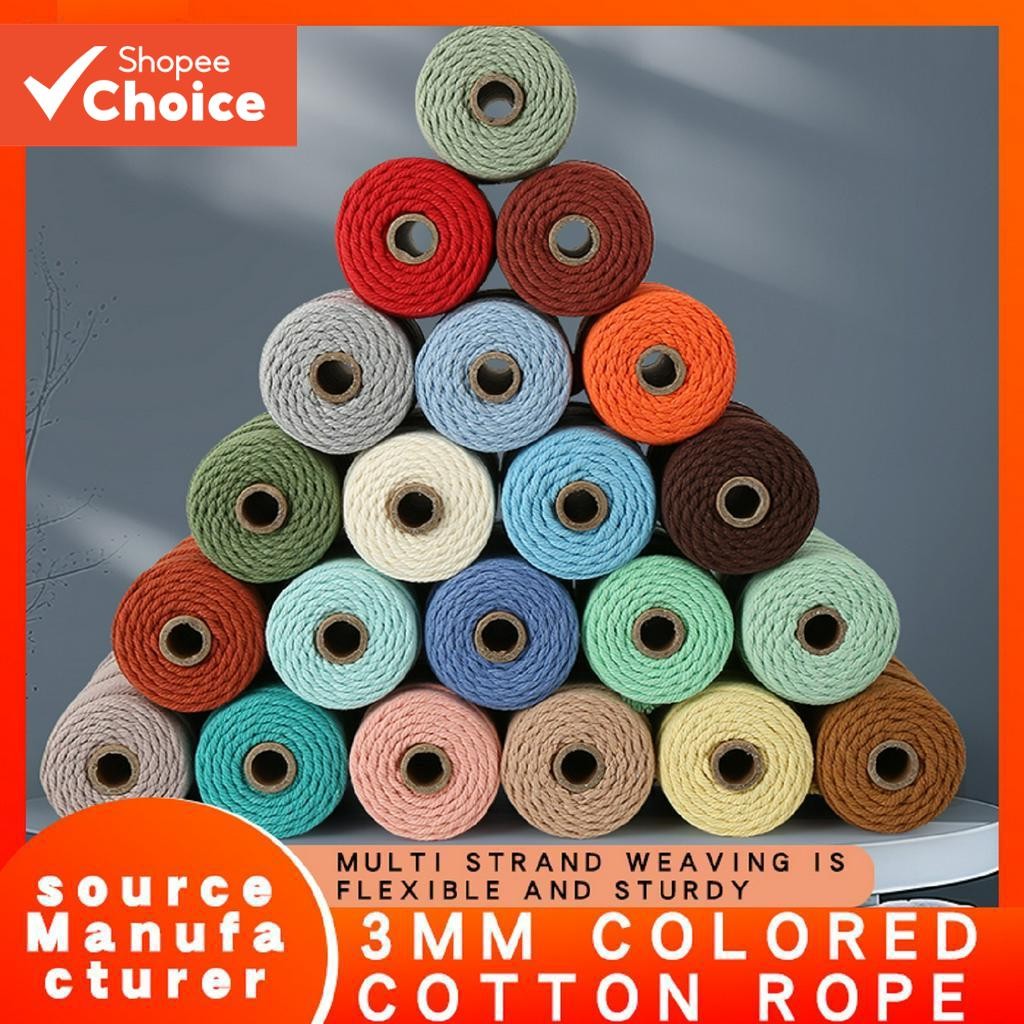 3mm Thick Colorful Cotton Thread Rope Handmade DIY Woven Polyester ...