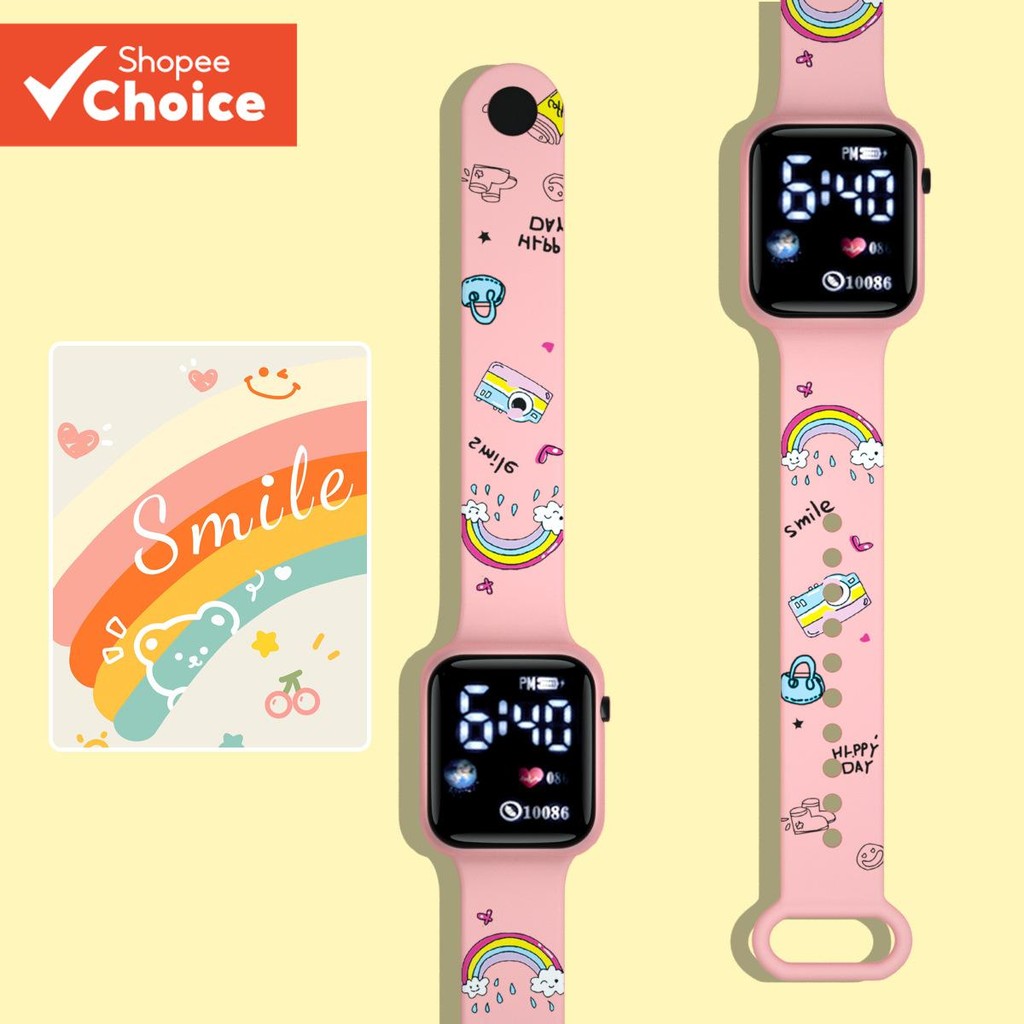 Cartoon Earth Style Kids LED Digital Watch Fashion Square Design for ...