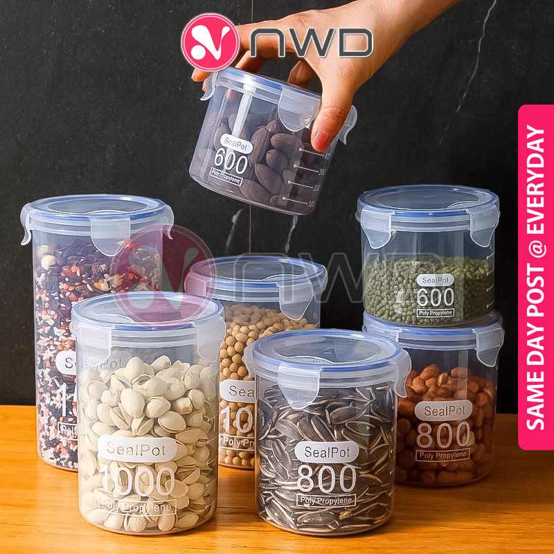 CLEAR GAUGE 》 Airtight Stackable Plastic Round Food Storage Container ...
