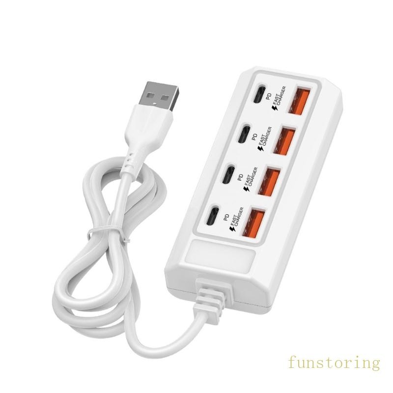 FUN 25W Multiports USB Charger Type C Fast Charging 8 in 1 Charger USB ...