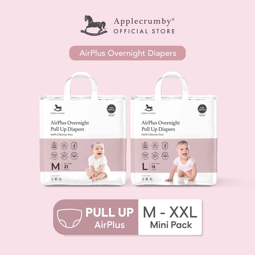 [2 Packs, Mini] Applecrumby® AirPlus Overnight Diapers | Shopee Singapore