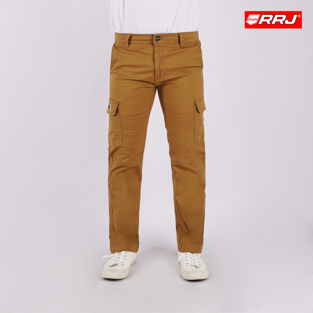 RRJ Men's Basic Non-Denim Cargo Pants Mid-Rise Fitting 176849 (Brown ...