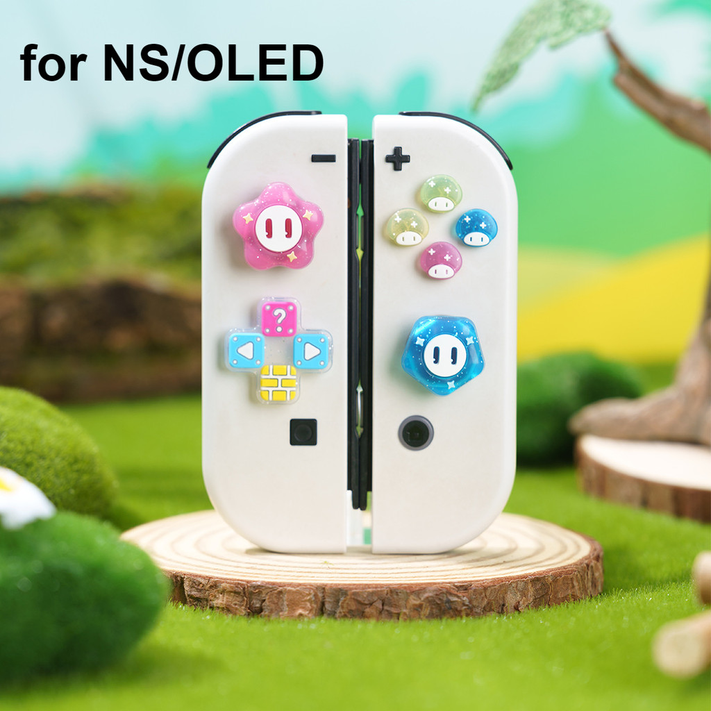 Cute Switch D-Pad Button Caps Silicone Thumb Grips Set, ABXY Key ...