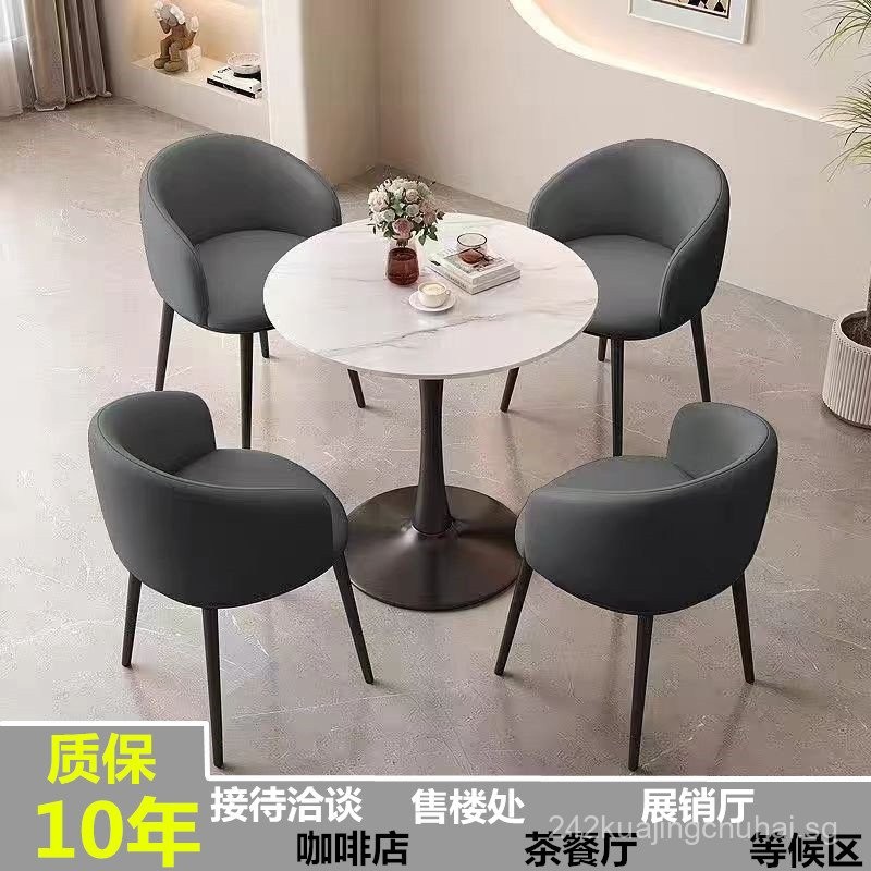 Luxury Rock Slab Negotiation Table and Chair Set for Sales Office ...