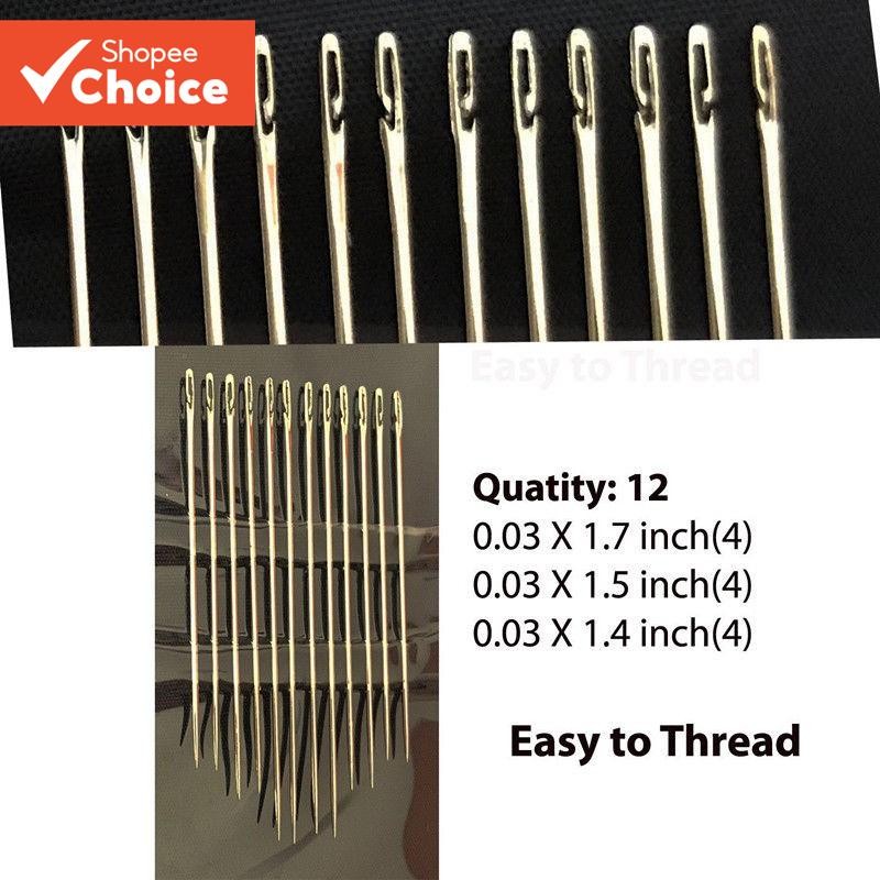 Thick Big Eye Sewing Self-Threading Needles Embroidery Sewing Stitching ...