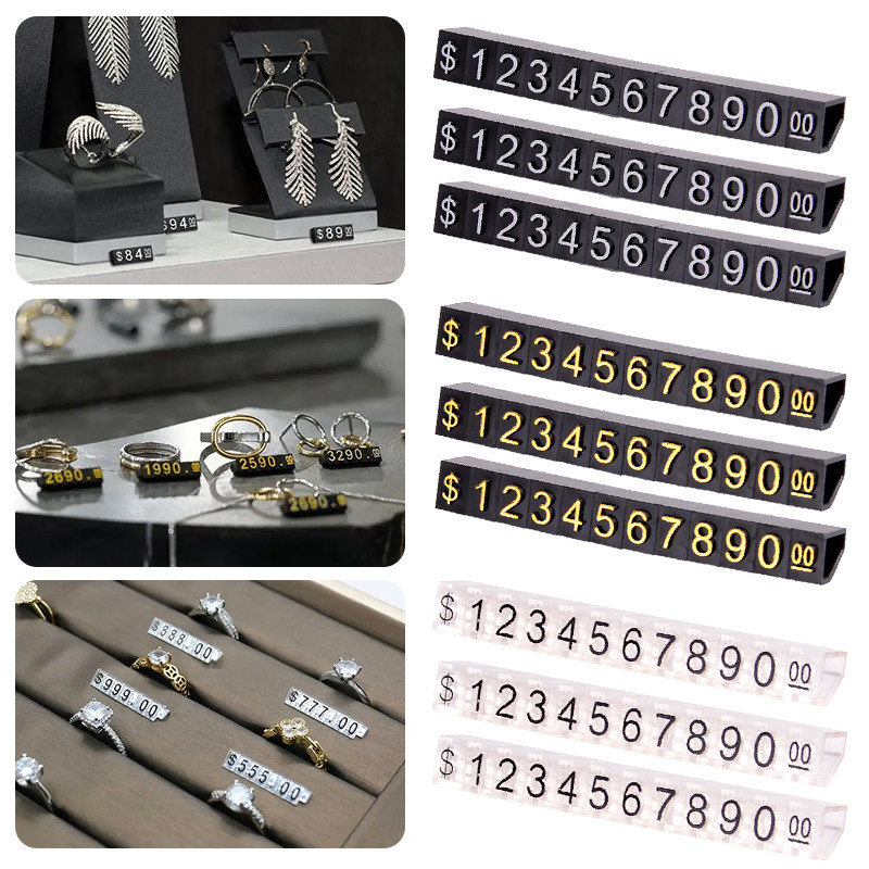 10 Sets Golden Silver Black Number Letter Mini Cube Price Tag Price ...