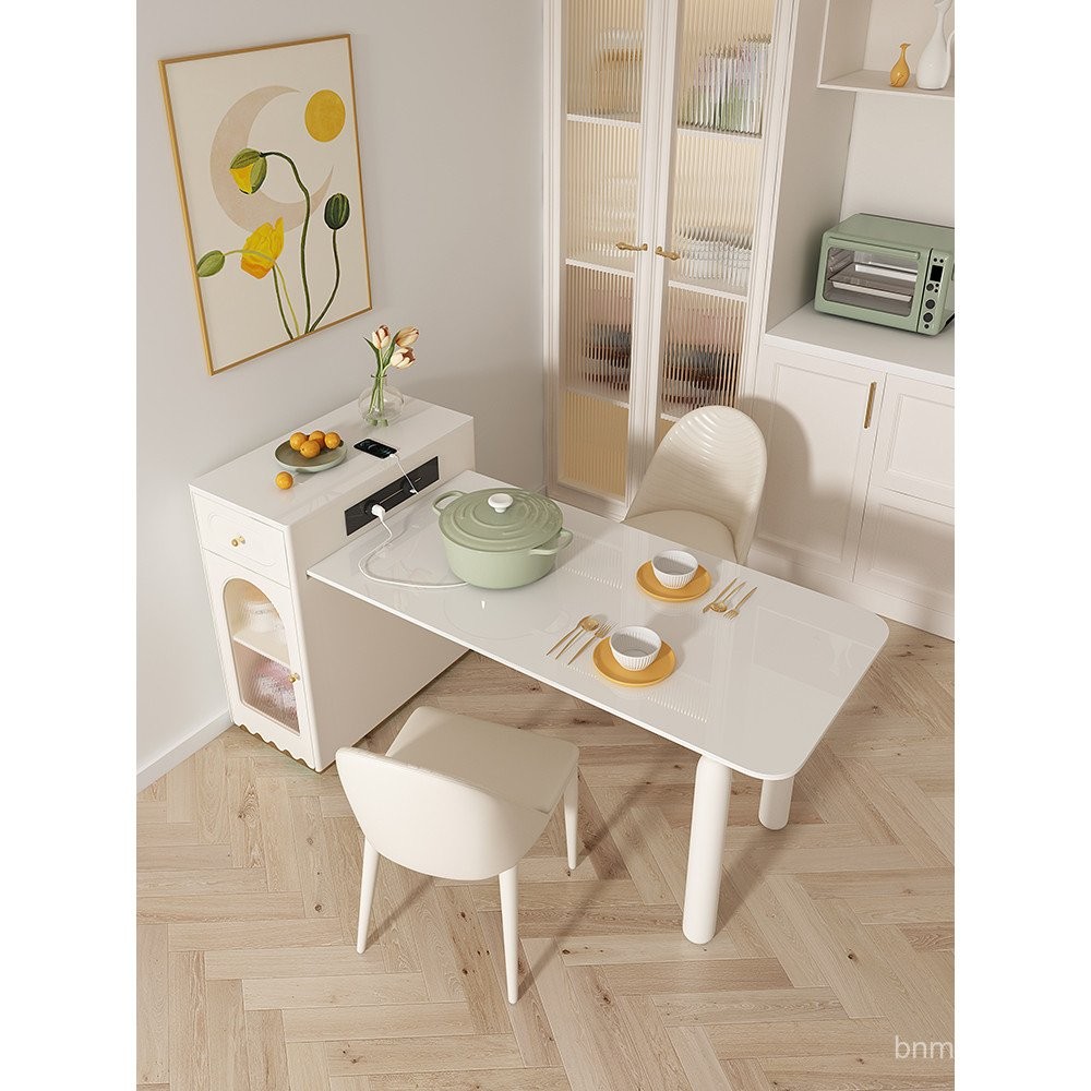 Jingou Fengqing Rock Slab Dining Table Extendable Light Luxury Modern ...