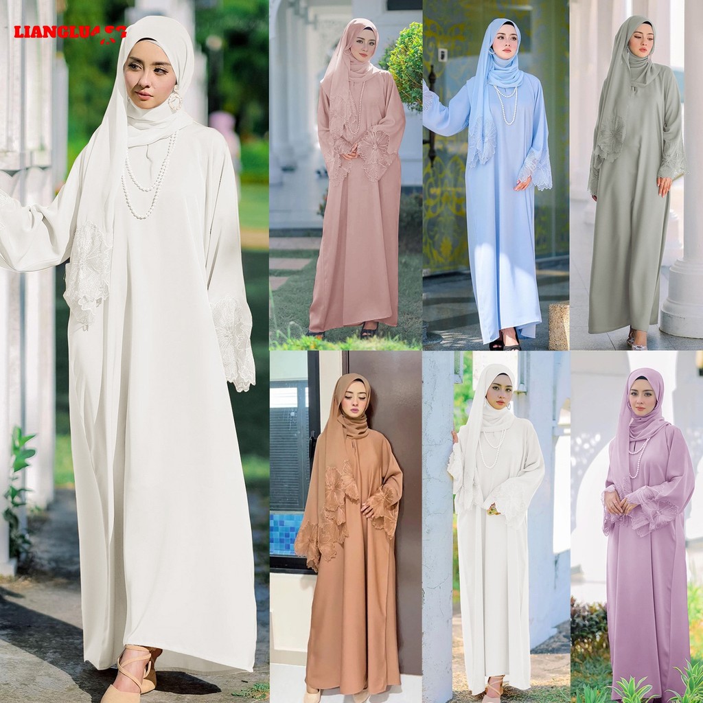 [Ihoce] Robe for Women with Hijab Lady Gown Elegant Long Sleeves Kaftan ...