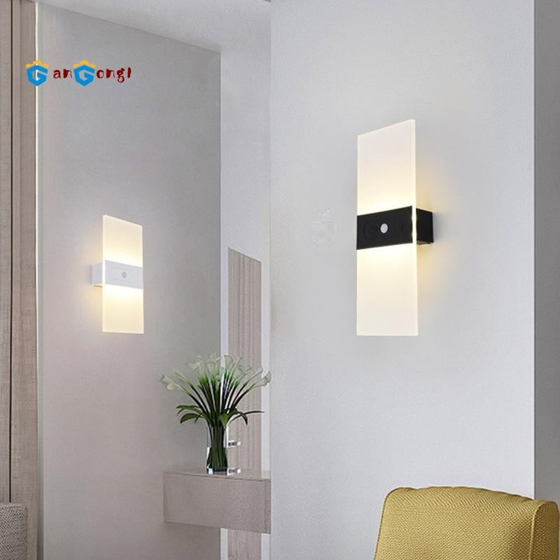 Rechargeable Wall Lamp Drill-Free Bedside Lamp Night Light Without ...