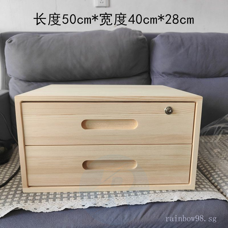 50cm Lockable Solid Wood Desktop Storage Cabinet with Drawers A3Paper ...