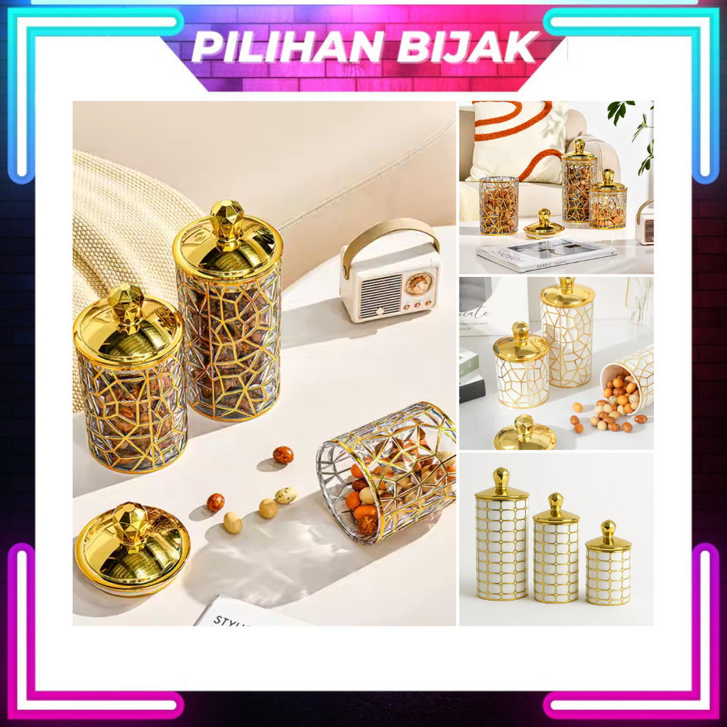 1 Set Balang Kuih Jar Container Round Glass Jar Airtight Container ...