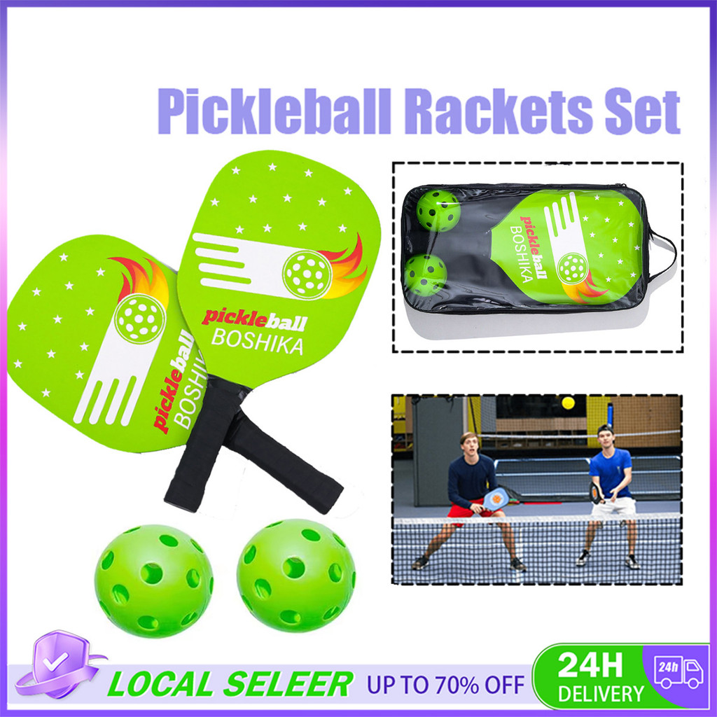 2 Rackets and 4 Pickleballs Pickle-Ball Racquet with Balls Sports ...