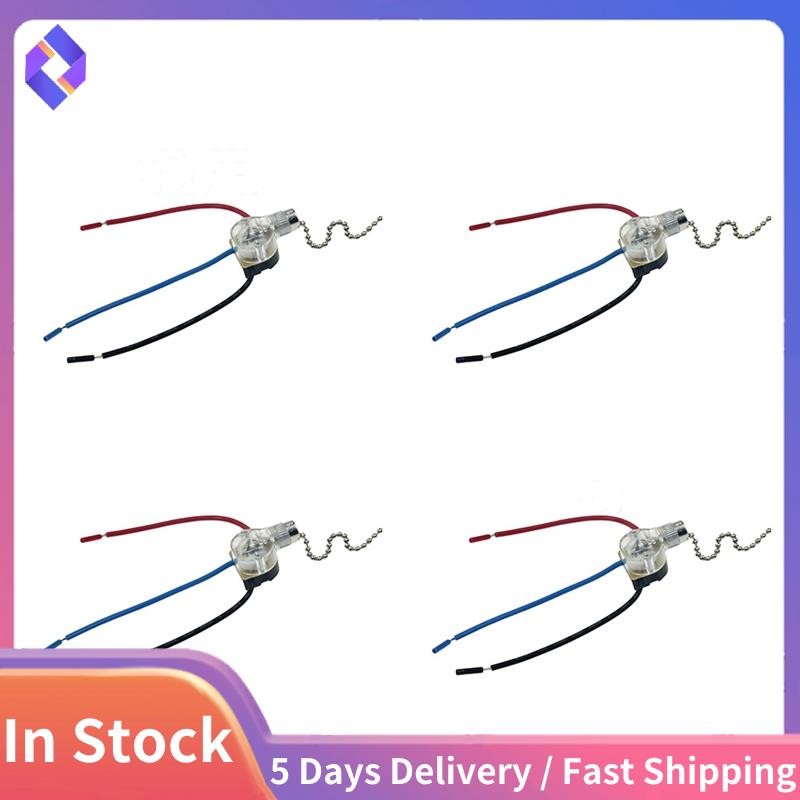 4Pcs 3-Wire Beads Chain Wall Light Fan Ceiling Switch Pull Cord String ...