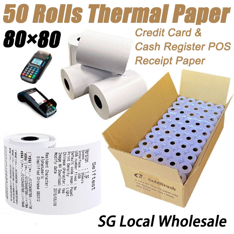 🎉𝐒𝐆 𝐋𝐨𝐜𝐚𝐥🎉Thermal Paper 50PCS 80x80 Thermal Receipt Paper POS Receipt ...
