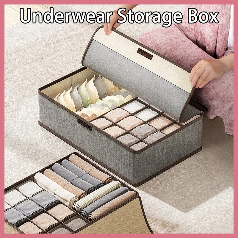 13/17 Grids Foldable Underwear Storage Box Stackable Wardrobe Organizer ...