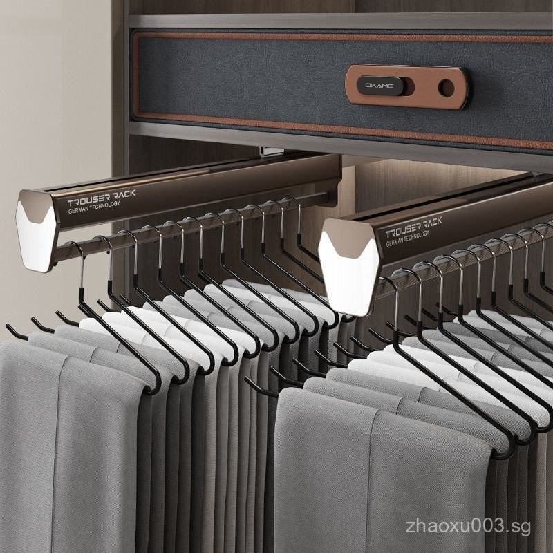 Pants Rack Telescopic Sliding Rail Wardrobe Built-in Top-mounted ...